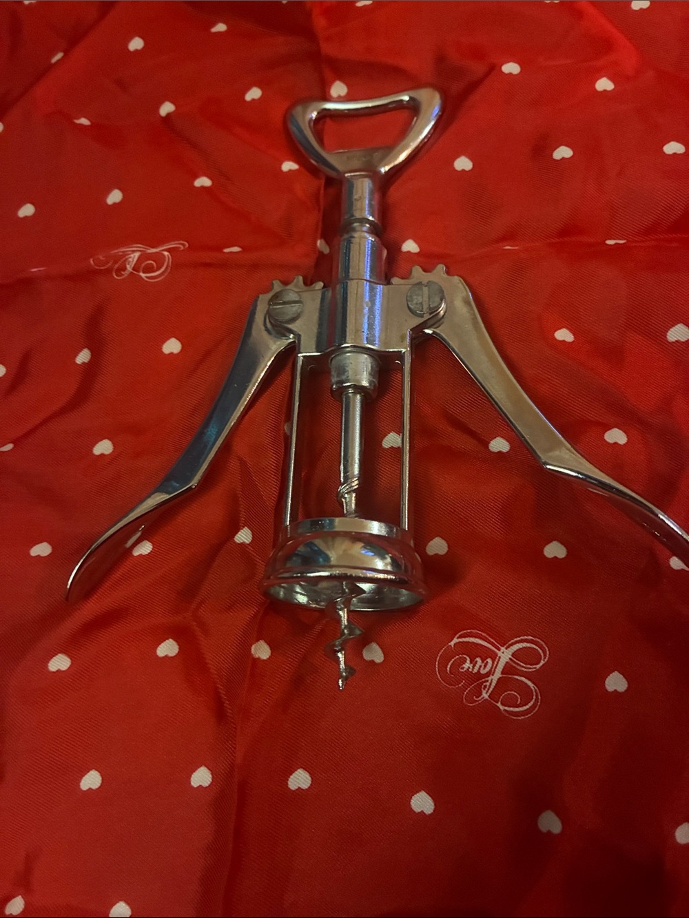 Vintage Silver Winged Corkscrew — Durable Metal Design. Made in Italy